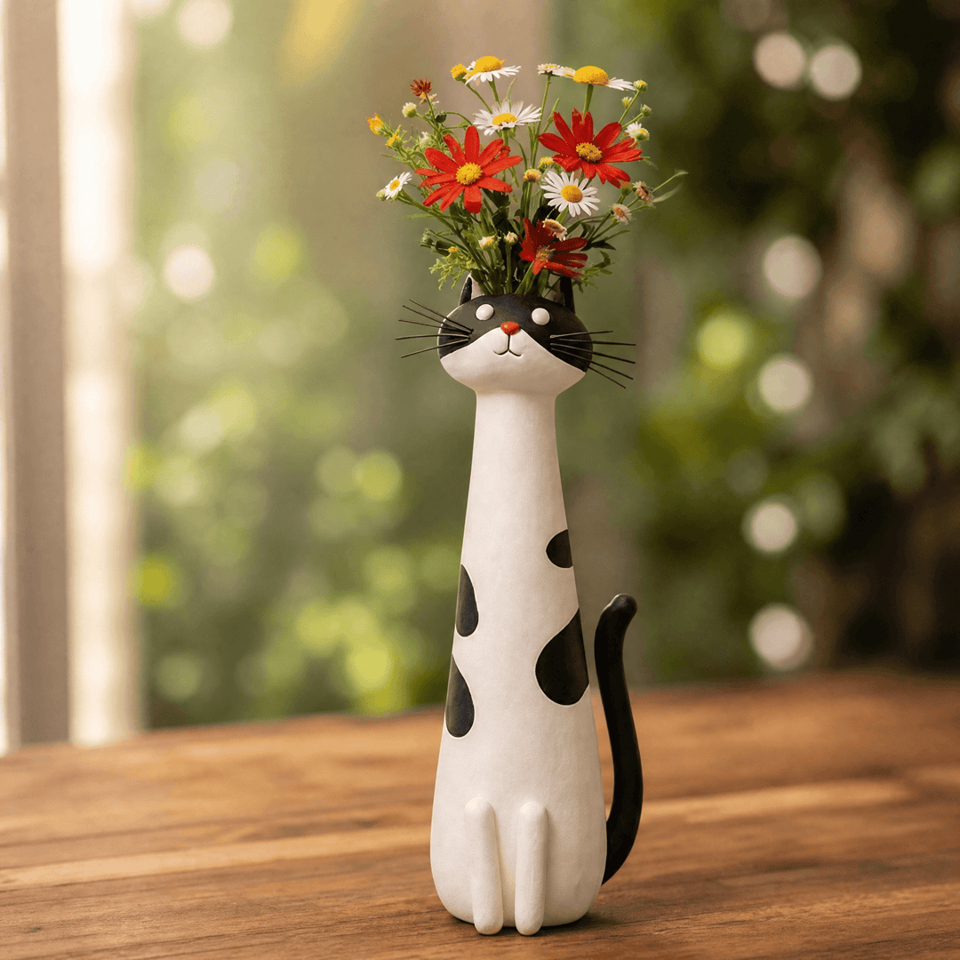 Felina – Ręcznie robiony ceramiczny wazon na kwiaty w kształcie kota