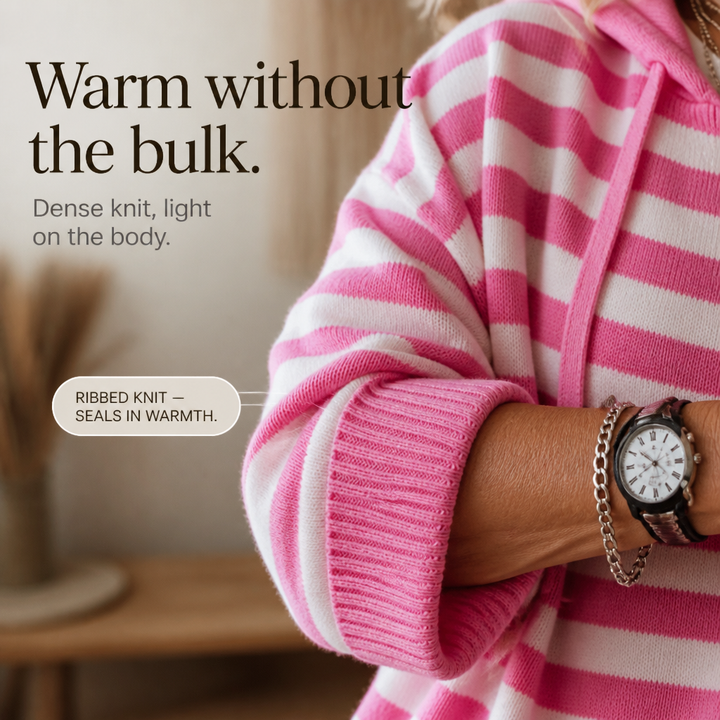 Wearbella – Oversized Sweter w Paski z Kapturem
