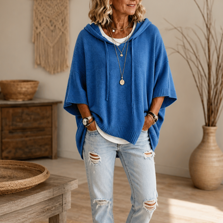 Wearbella – Oversized Sweter w Paski z Kapturem