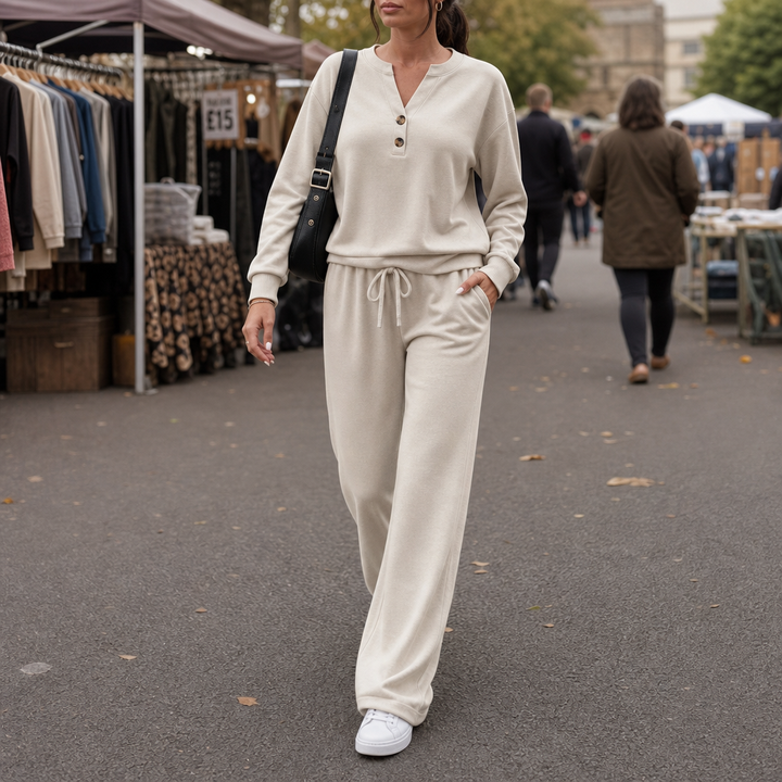 Wearlyn – Komplet dwu-elementowy z szerokimi nogawkami Henley