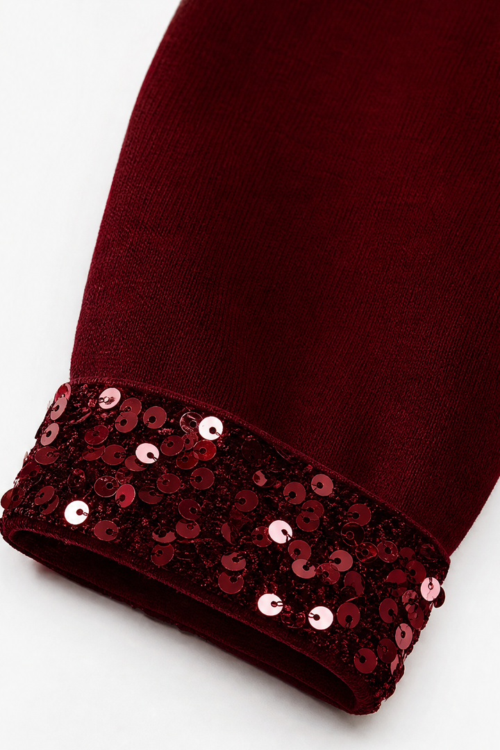 Veluxe Duo – Wieczorowy top z cekinowym przodem w stylu mock-layer