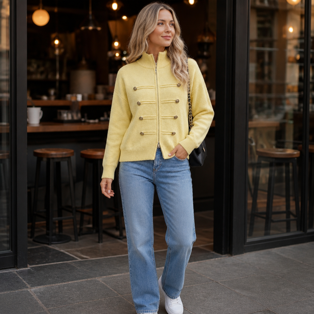 Wearbella – Kurtka z podwójnym zamkiem i prążkowanym splotem