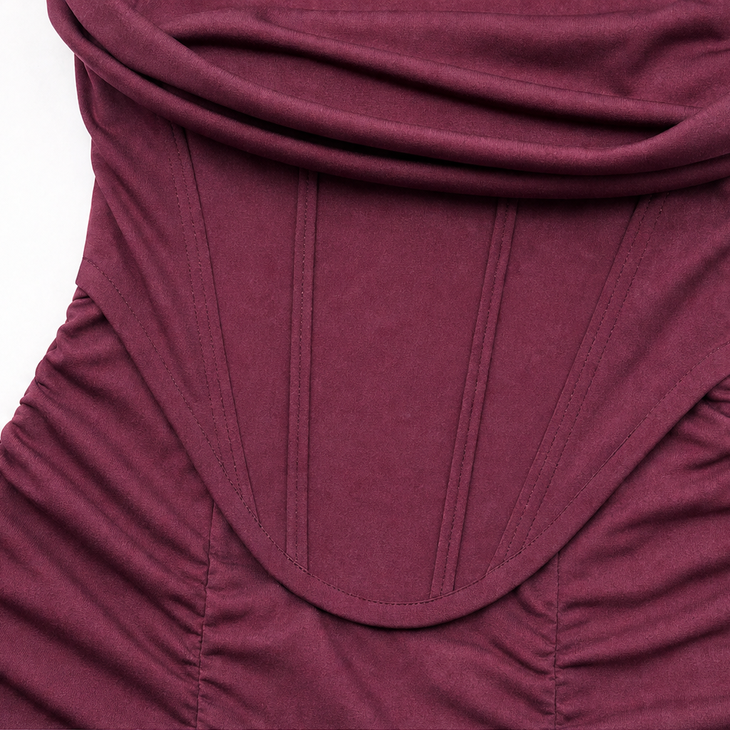 Elara – Midi Sukienka Bodycon z Odkrytymi Ramionami