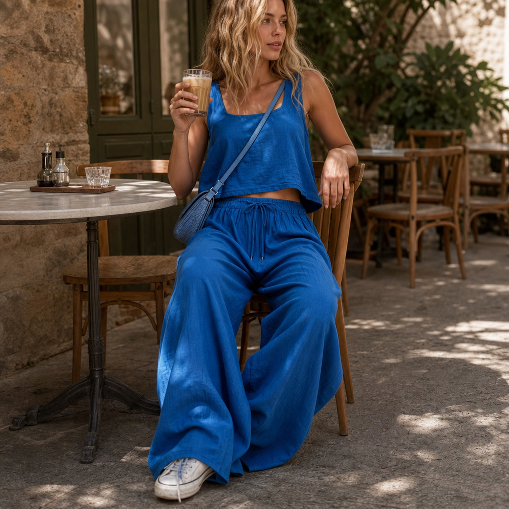 Crinklewear – Zestaw topu i szerokich spodni