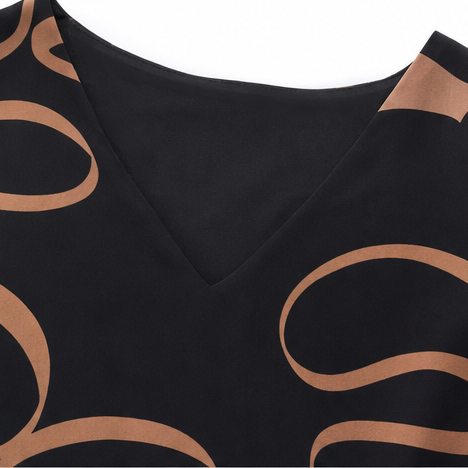 Draperie – Sukienka Maxi z Dekoltem w Serek, Luźna, Nigdy Niezbyt Obcisła