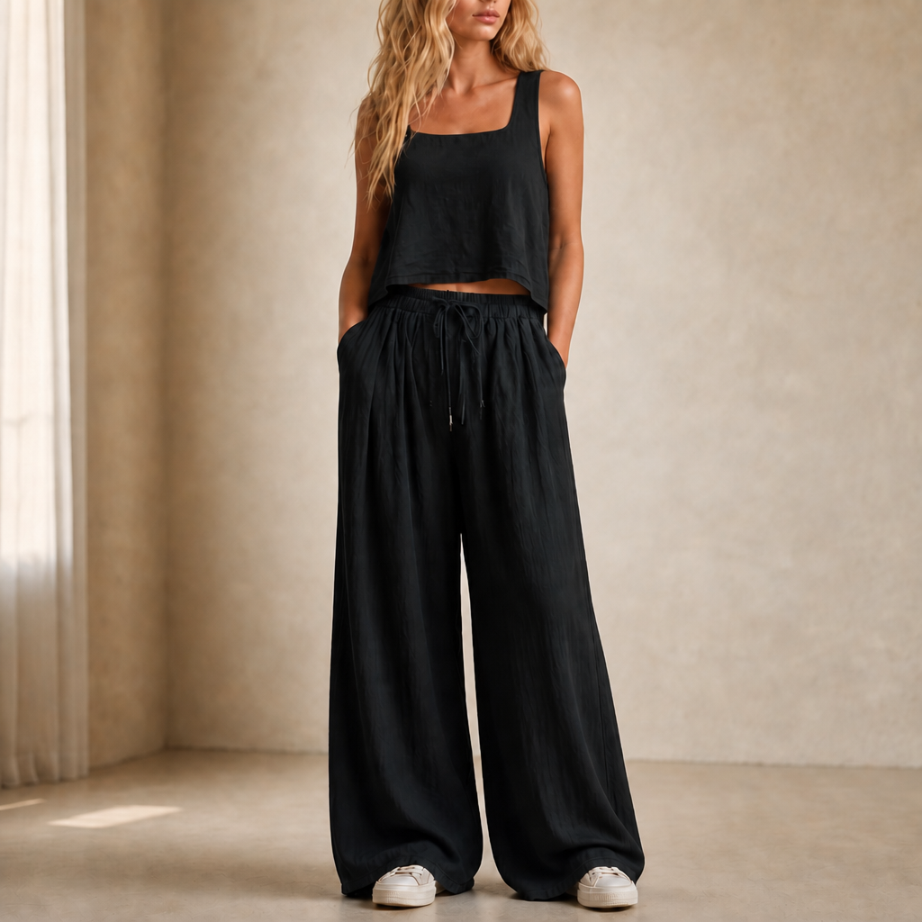 Crinklewear – Zestaw topu i szerokich spodni