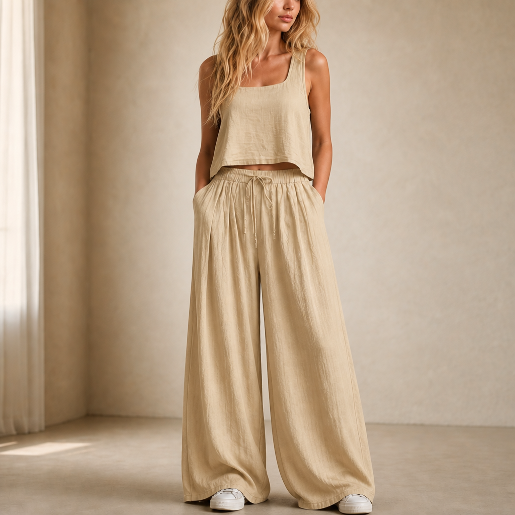 Crinklewear – Zestaw topu i szerokich spodni