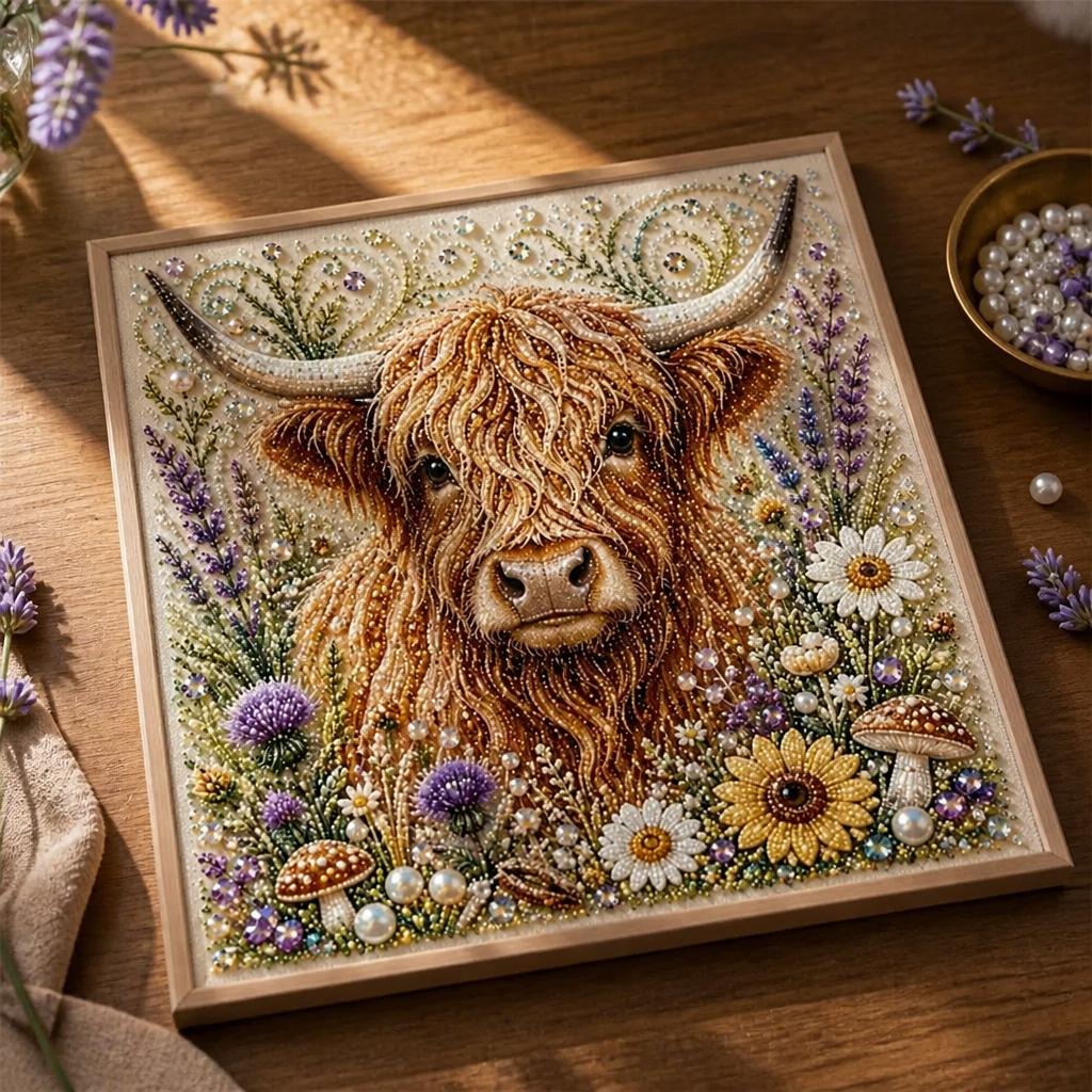 Hoofield – Zestaw Sztuki Perłowej z Highland Cow