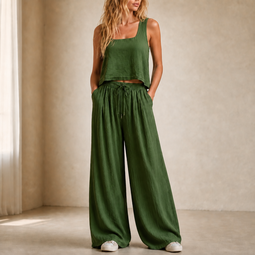 Crinklewear – Zestaw topu i szerokich spodni