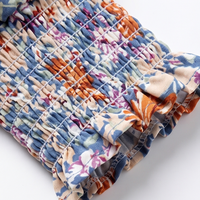 Florenza – Bluzka damska z kwiatowym nadrukiem, puff sleeves i dekoltem w serek
