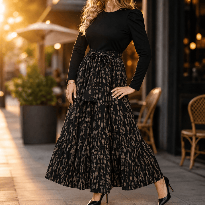 Florenza – Damska sukienka maxi w kwiaty z wiązaniem w talii