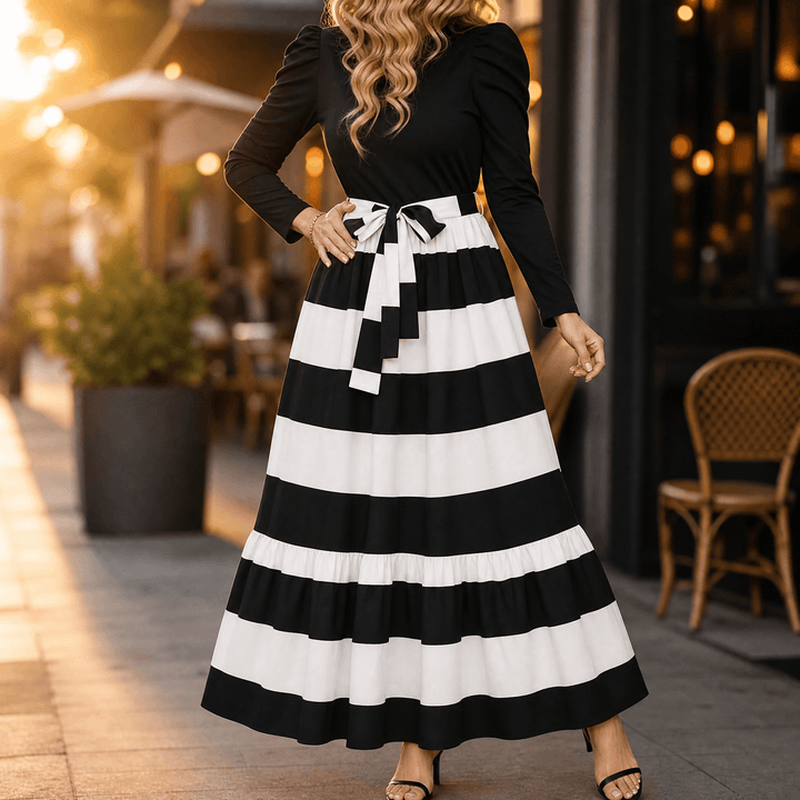 Florenza – Damska sukienka maxi w kwiaty z wiązaniem w talii