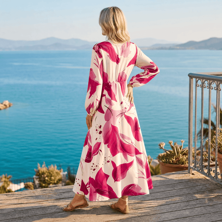 Floressa – Abstrakcyjna Kwiatowa Sukienka Maxi