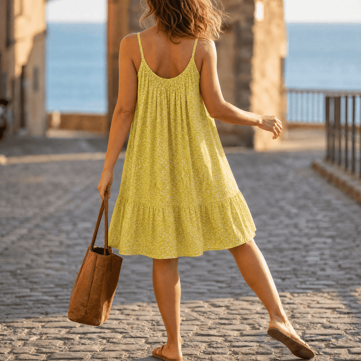 Floressa – Damska Sukienka Slip w Kwiaty Lekka A-Linia