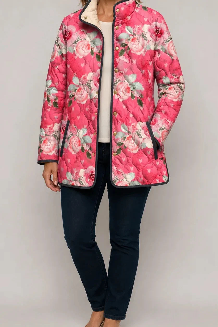 Wearbella – Kurtka Puchowa z Kwiatowym Wzorem