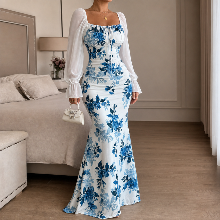 Wearbella – Kwiatowa Sukienka Maxi z Wiązaniem na Przodzie