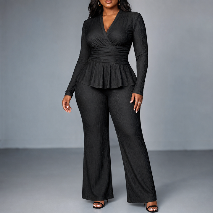 Vessora – Zestaw topu i spodni z plisowanym pasem