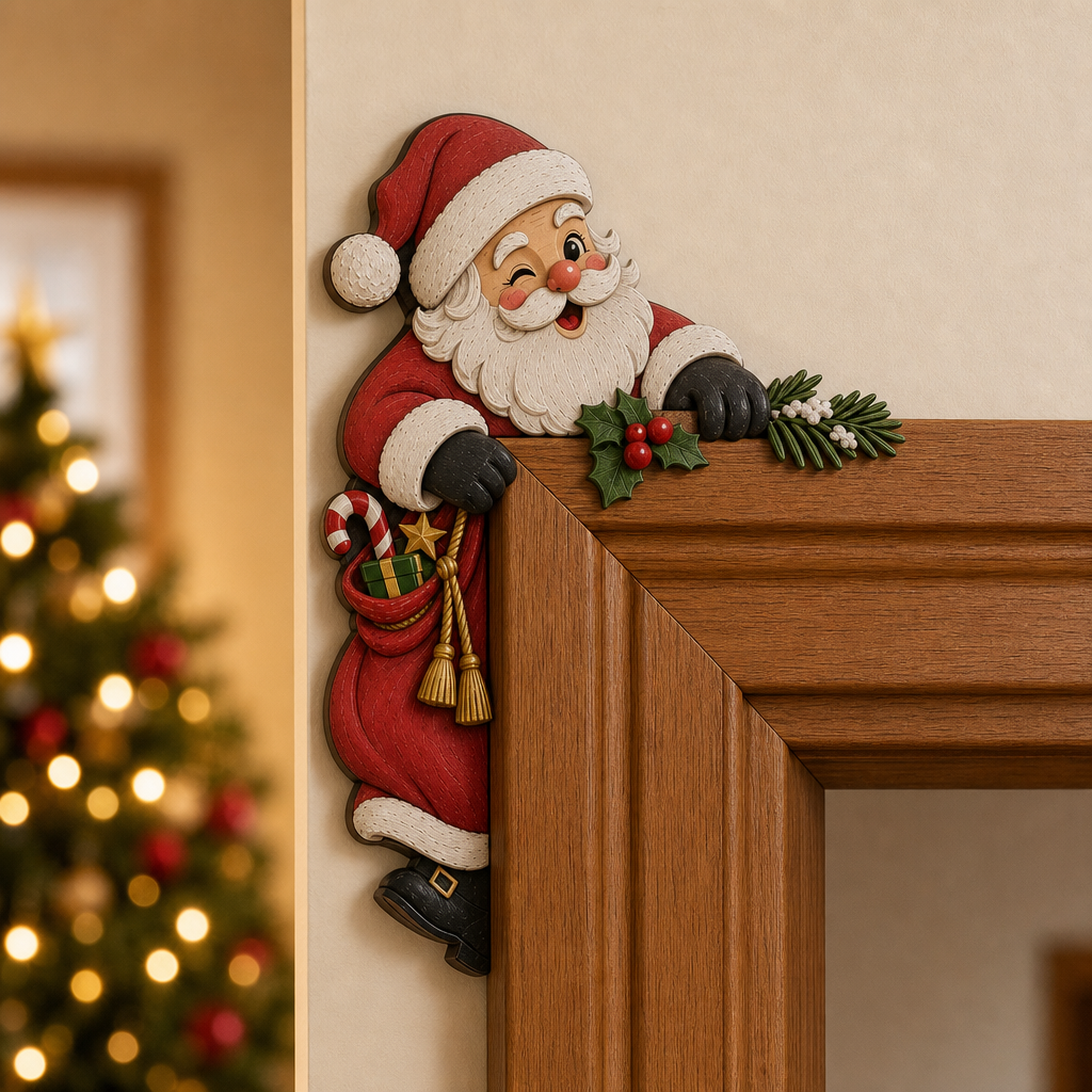 Peekaboo Noel – Dekoracja narożna drzwi świątecznych