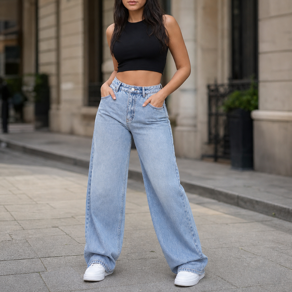 Vela Denim – Jeansy o wysokim stanie i prostych nogawkach