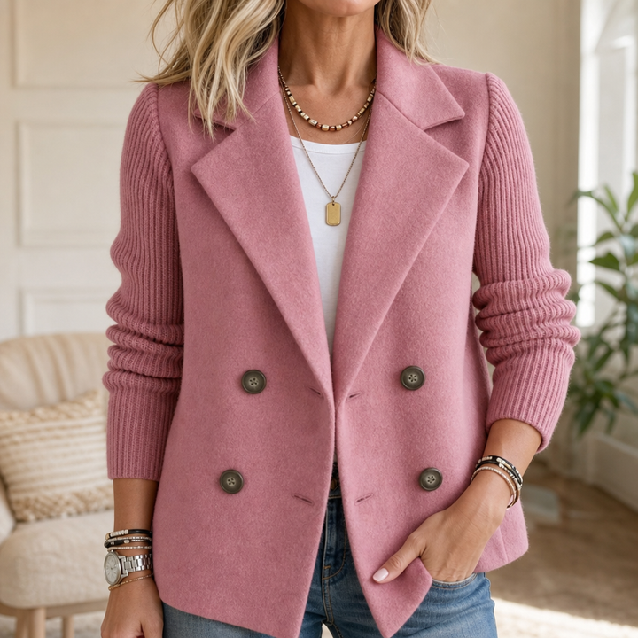 Wearbella – Żakiet podwójnie zapinany z dzianinowymi rękawami