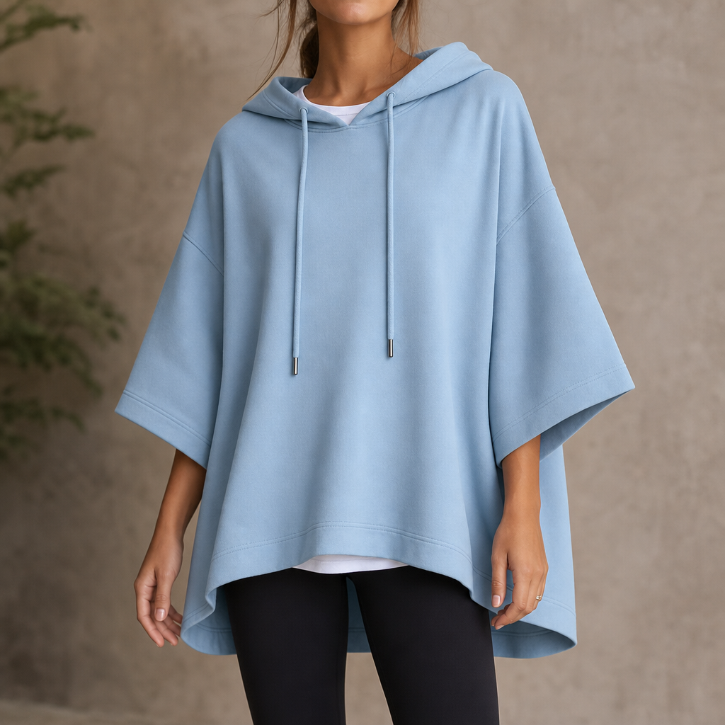 Wearlyn – Oversized Ponczo z Kapturem i Krótkim Rękawem