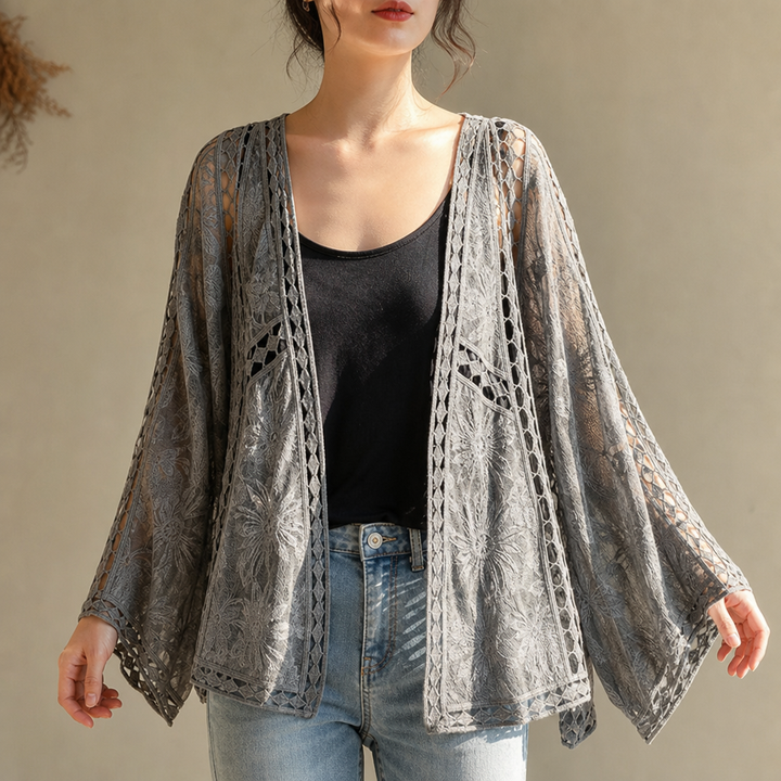 Wearbella – Kardigan z koronkowym wykończeniem, otwarty z przodu