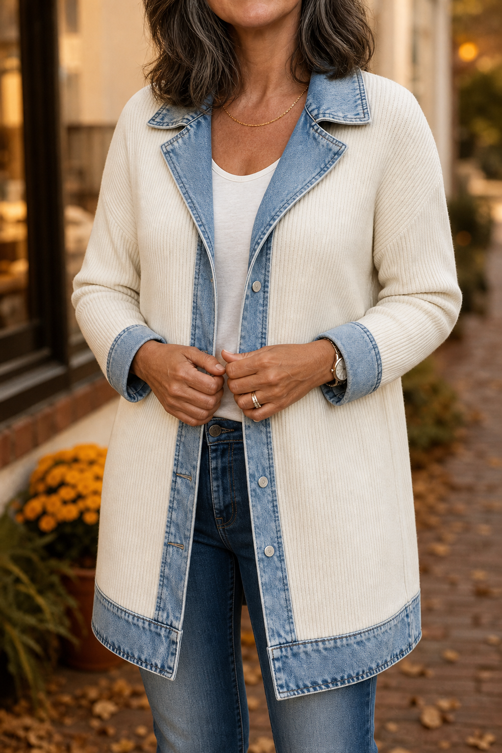Wearbella – Płaszcz dzianinowy w stylu denimu