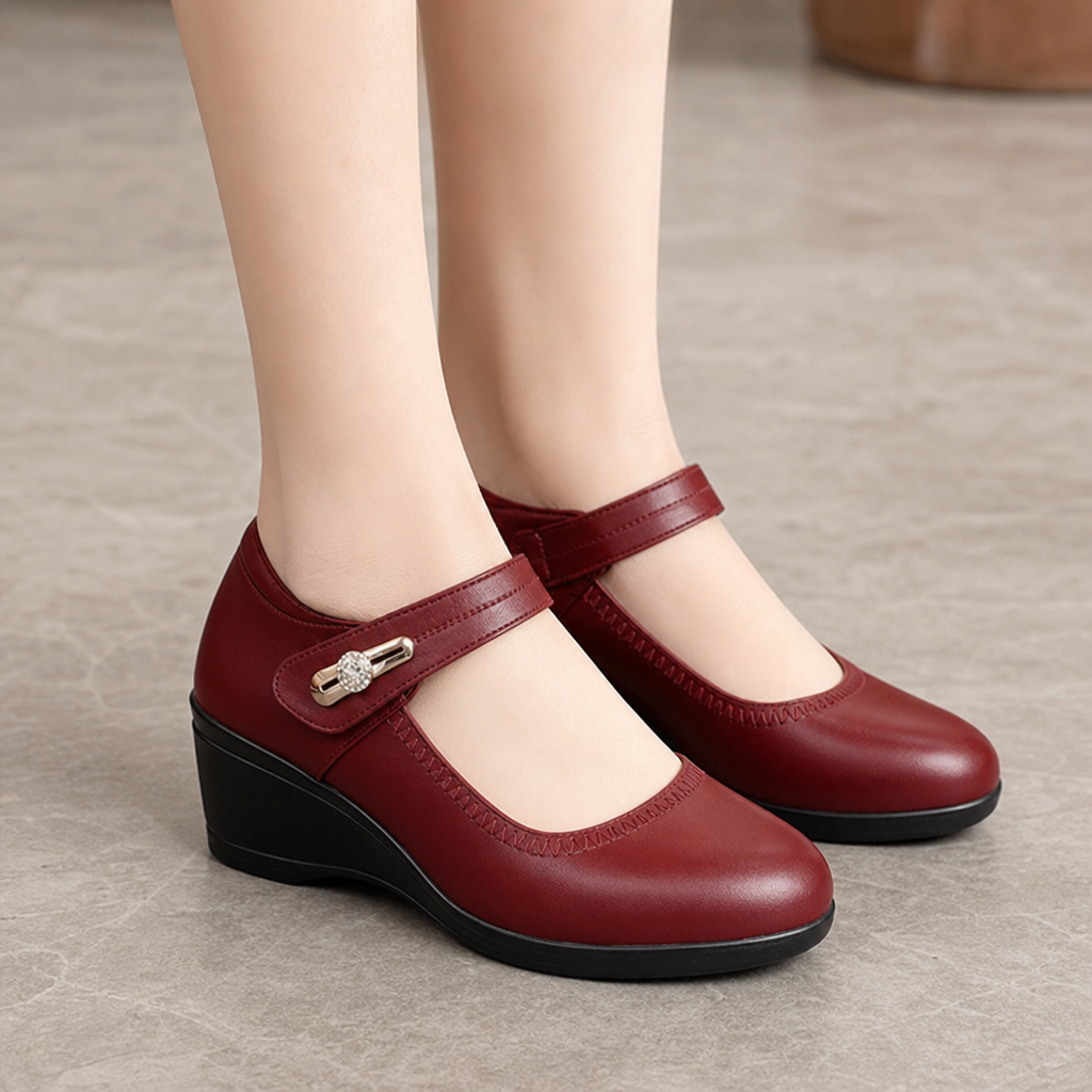 Solvana – Płaskie buty Mary Jane z zapięciem na pasek