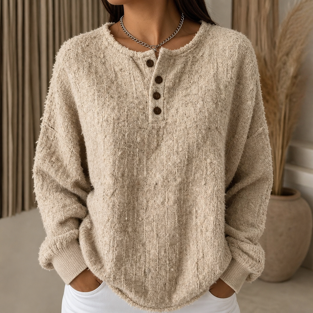 Marlwick – Sweter Henley z Grubej Dzianiny