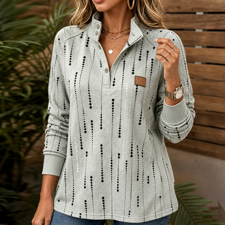 Dotwell – Sweter z Dotted Stand-Collar i guzikiem