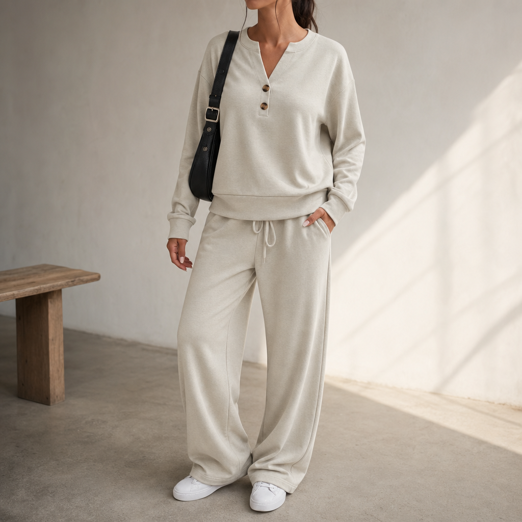 Wearlyn – Komplet dwu-elementowy z szerokimi nogawkami Henley