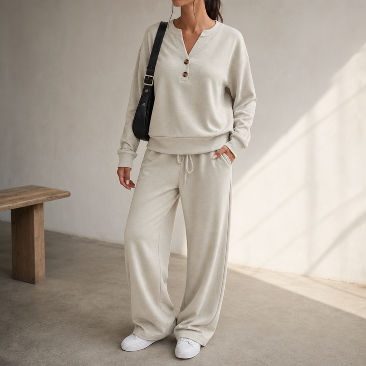 Wearlyn – Komplet dwu-elementowy z szerokimi nogawkami Henley