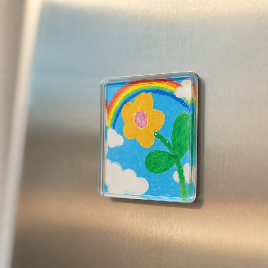 Keepsy – Niestandardowe Magnesy Akrylowe na Lodówkę z Rysunkami Dzieci