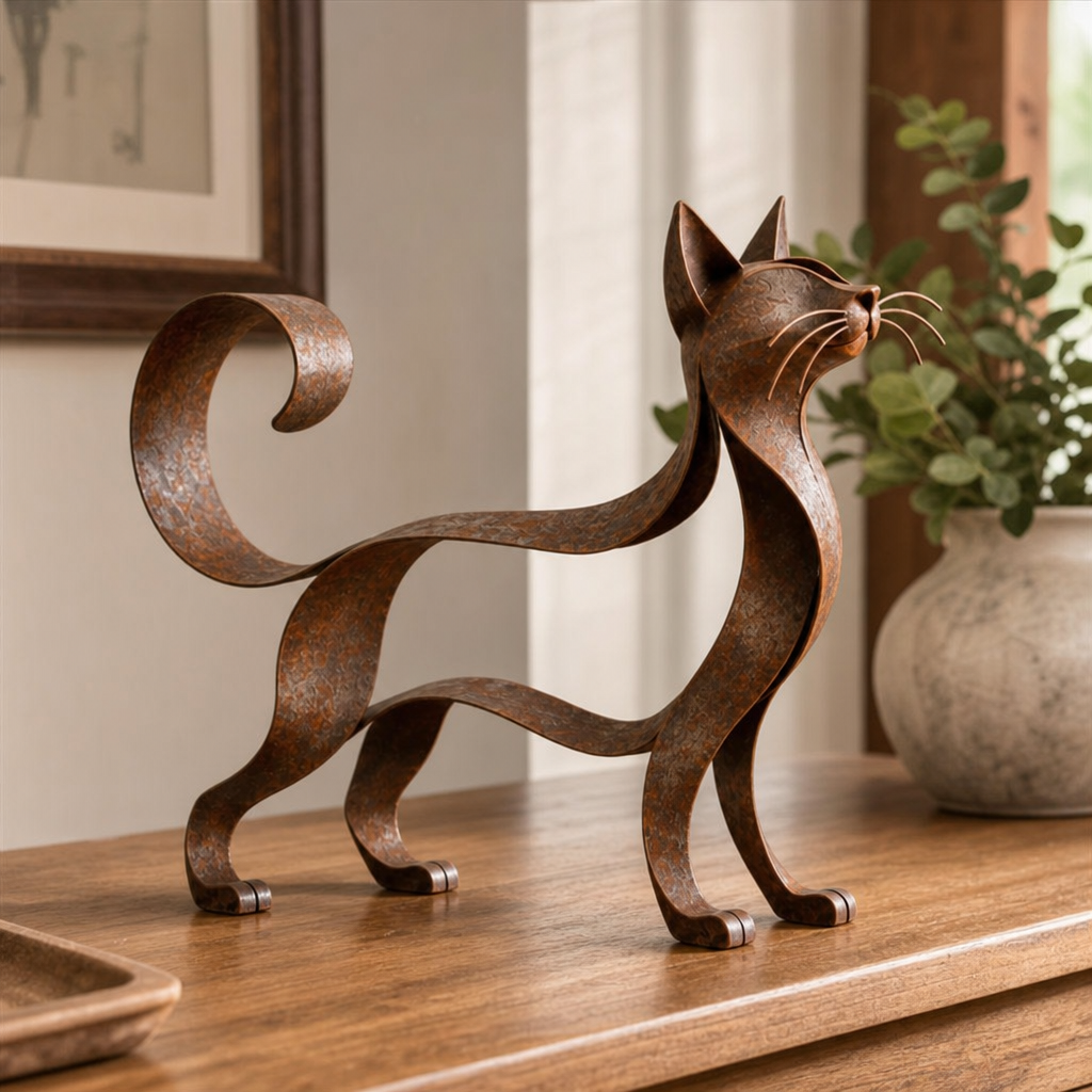 Maine &amp; Muse – Figurka metalicznego kota rasy Maine Coon