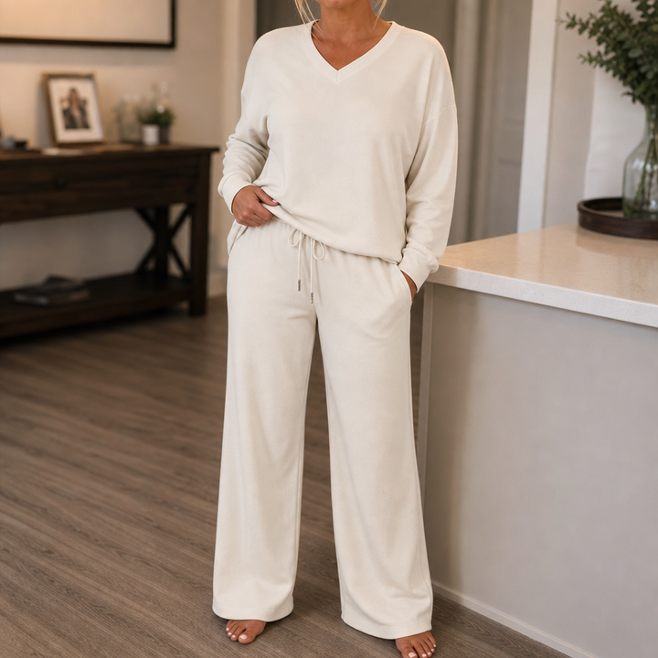 Draperie – Zestaw dresowy z dzianiny z pionowymi szwami