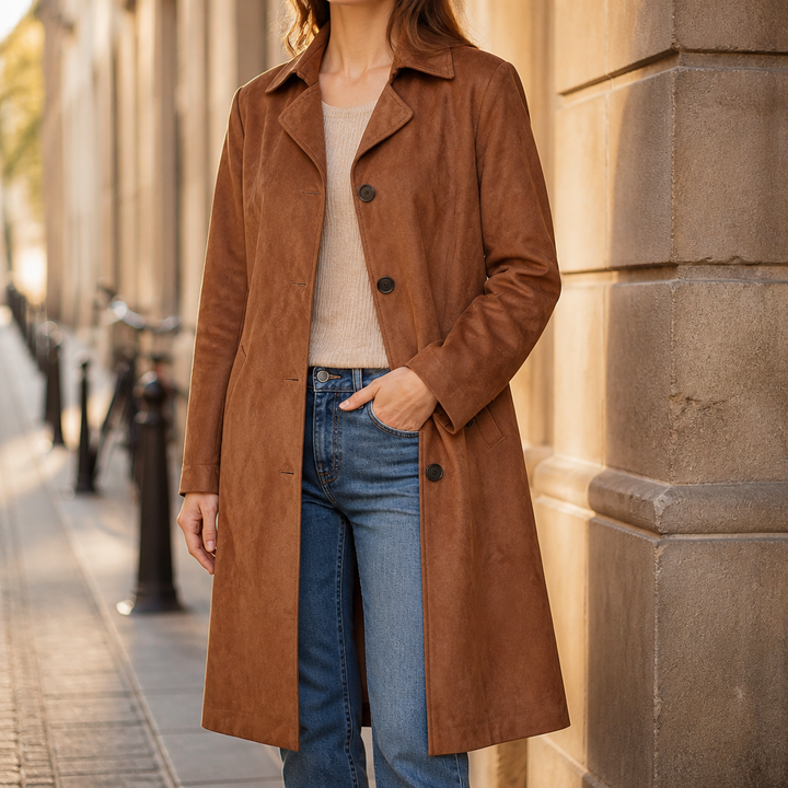 Draperie – Suede Trench, Który Porusza Się Razem z Tobą, a Nie Wokół Ciebie