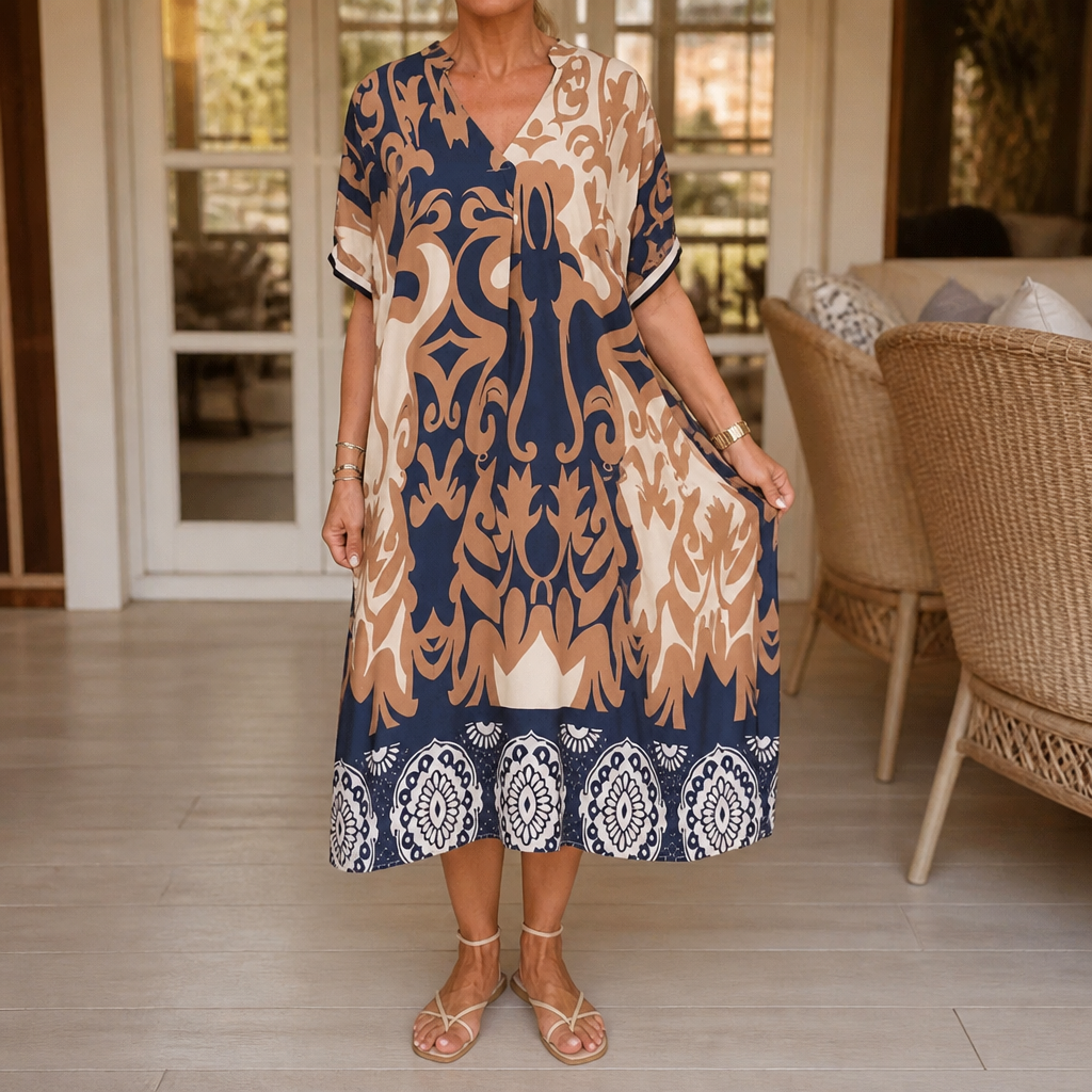 Wearbella – Luźna sukienka midi z dekoltem w kształcie litery V