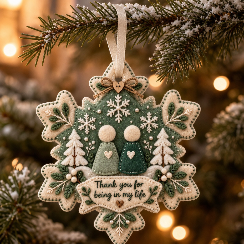 Heartfelt – Warstwowy filcowy ornament "Dziękuję"