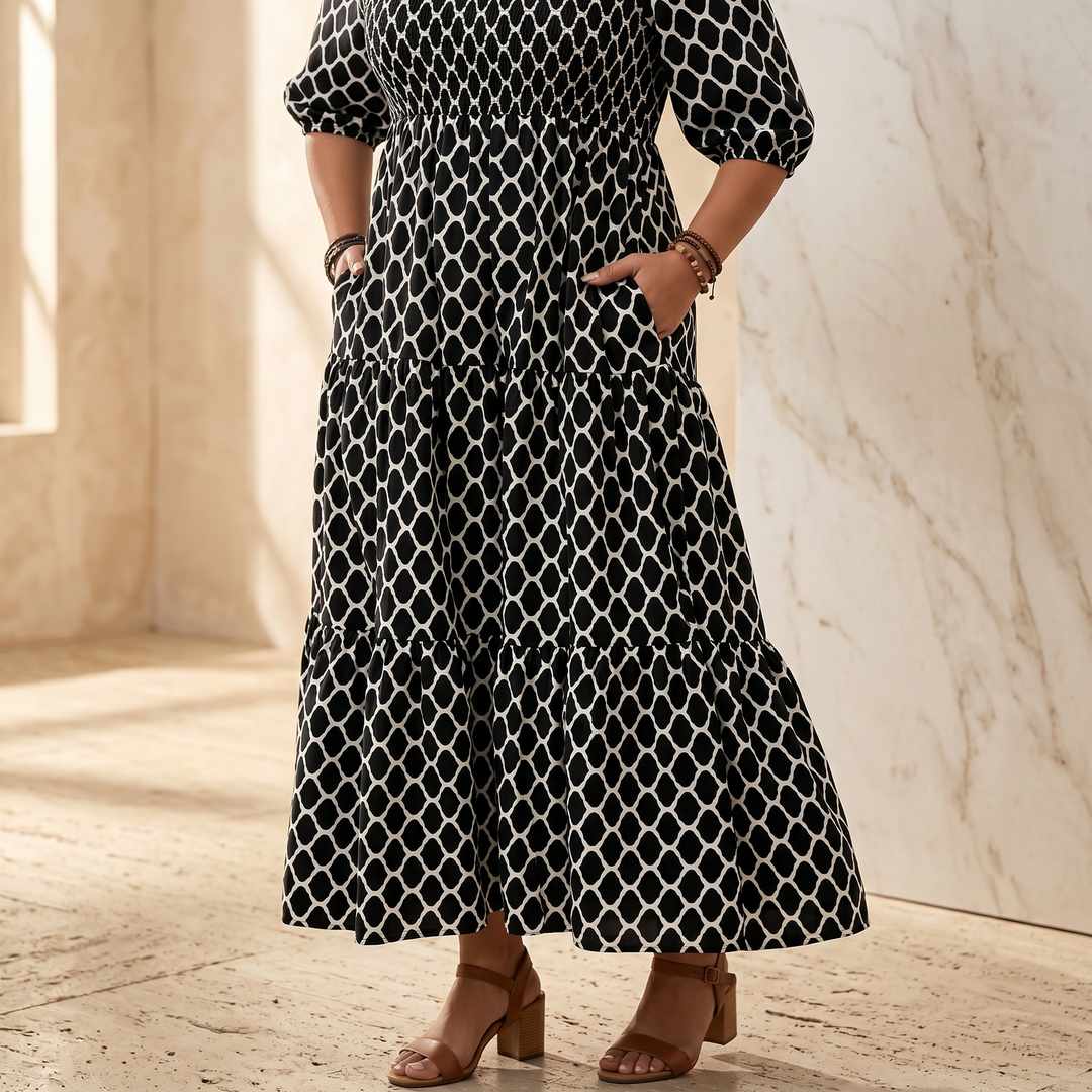 Curvella – Długa Sukienka Boho dla Kobiet z Kieszeniami