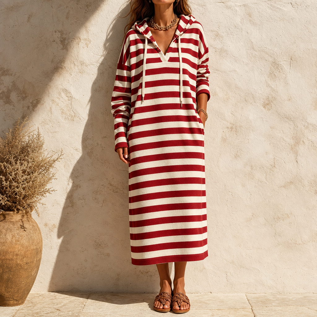 Wearbella – Pasiasta Sukienka Maxi z Kapturem