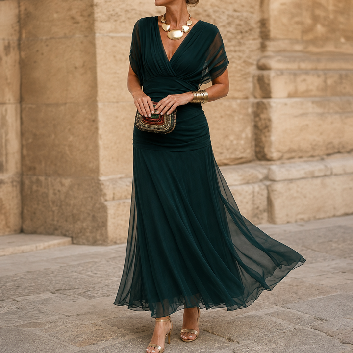 Veloura – Sukienka maxi w stylu syrenki z odkrytymi ramionami