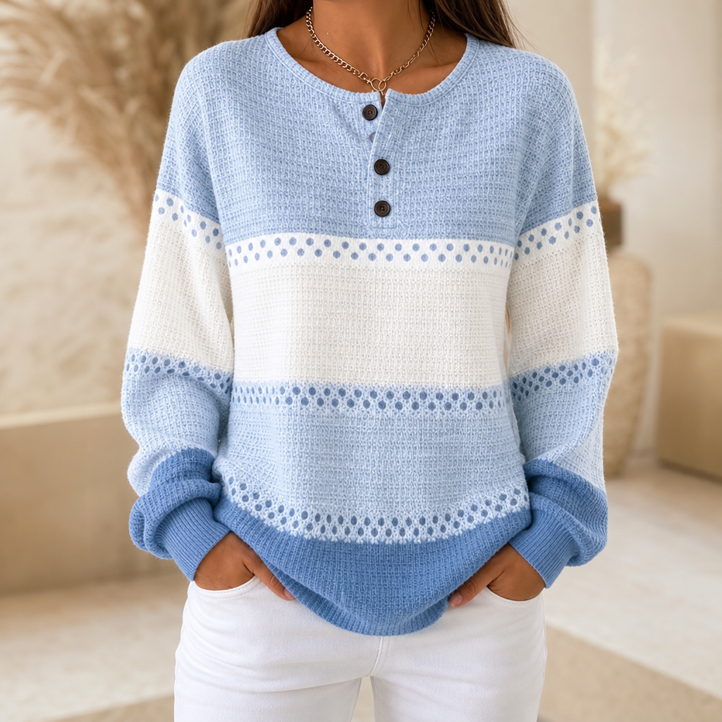 Waffleton – Sweter Henley w Warstwach z Blokiem Kolorów