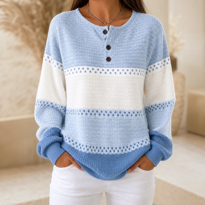 Waffleton – Sweter Henley w Warstwach z Blokiem Kolorów