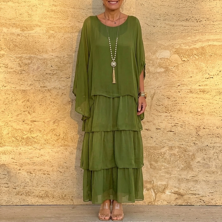 Velara – Damska Maxi Sukienka z Warstwowego Chiffonu