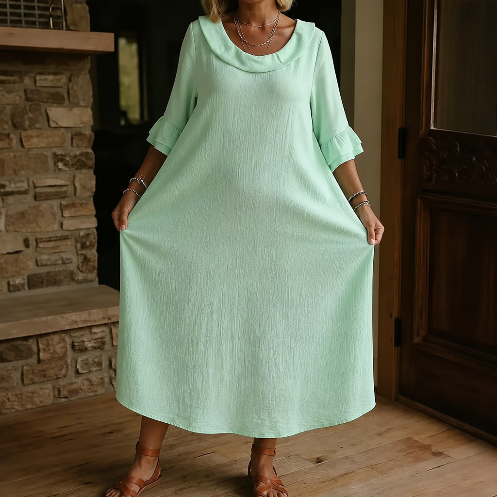 Wearlune – Sukienka midi z dekoltem w łódkę i falbanami