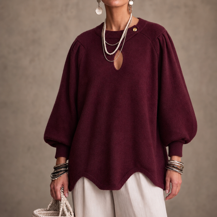 Wearbella – Sweter z wycięciem w kształcie łzy i rękawami lampionowymi