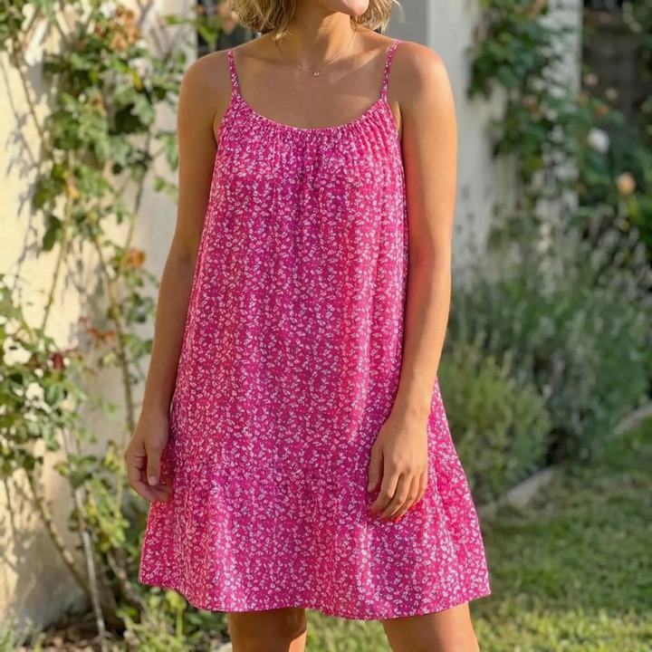Floressa – Damska Sukienka Slip w Kwiaty Lekka A-Linia