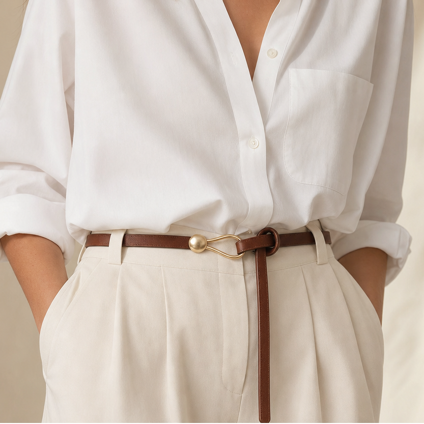 Wearbella – Smukły pasek skórzany z rzeźbioną klamrą