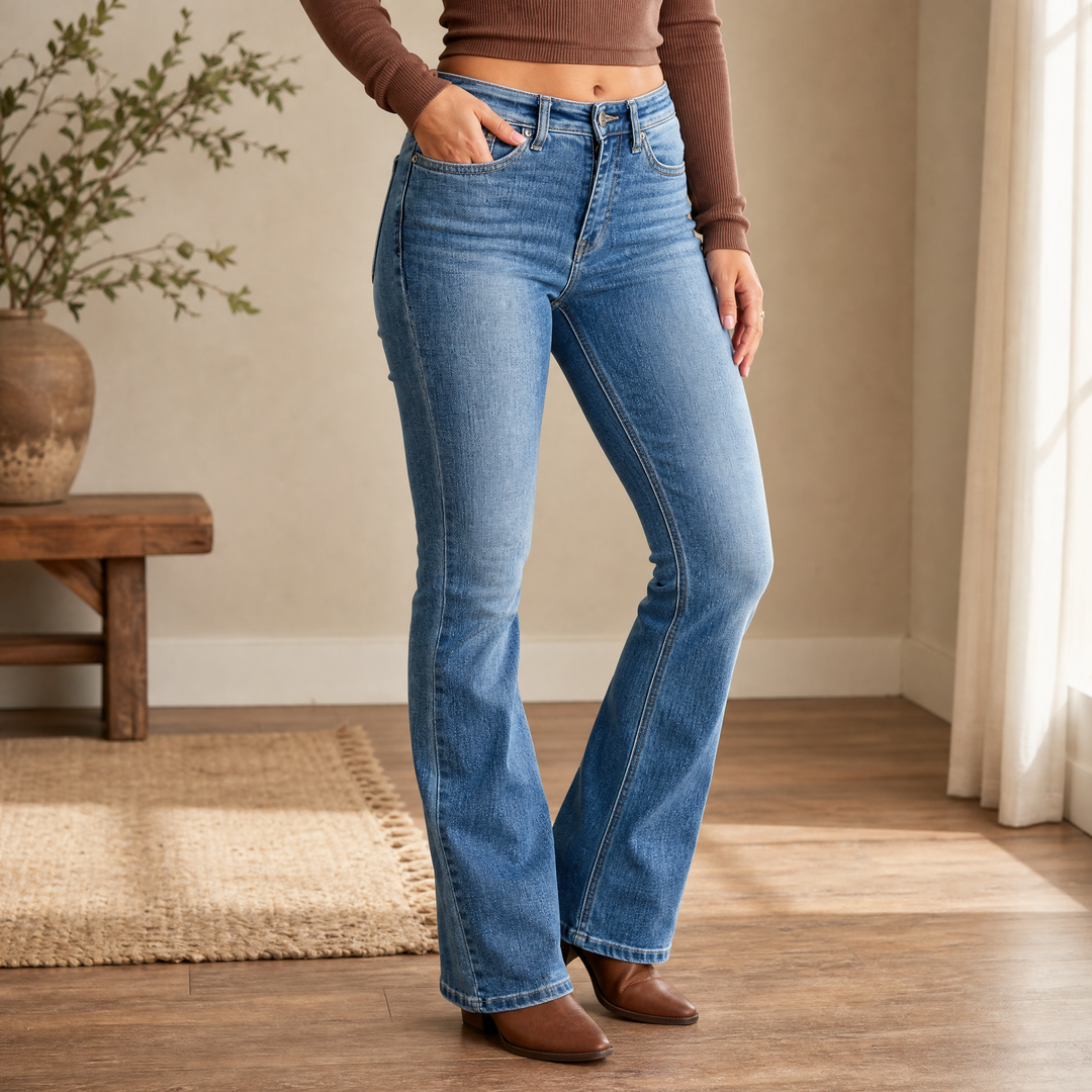 Denalia – Spodnie bootcut dla kobiet wygładzające brzuch