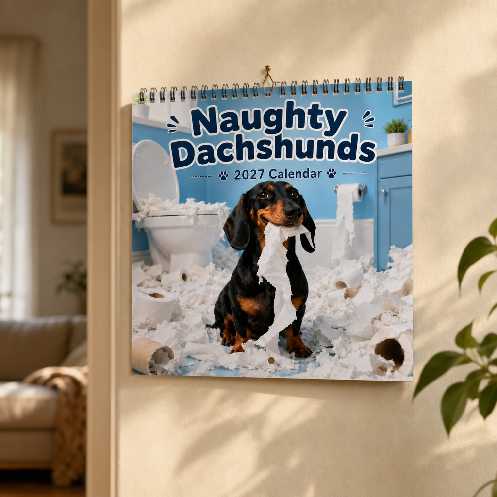 Dapper Dachshunds – Śmieszny kalendarz ścienny z dachshundami